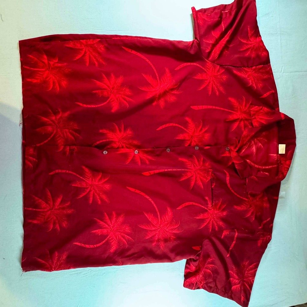 King Kameha Red Palm Tree Hawaiian Shirt Mens 3XL Short Sleeve Button Down Camp